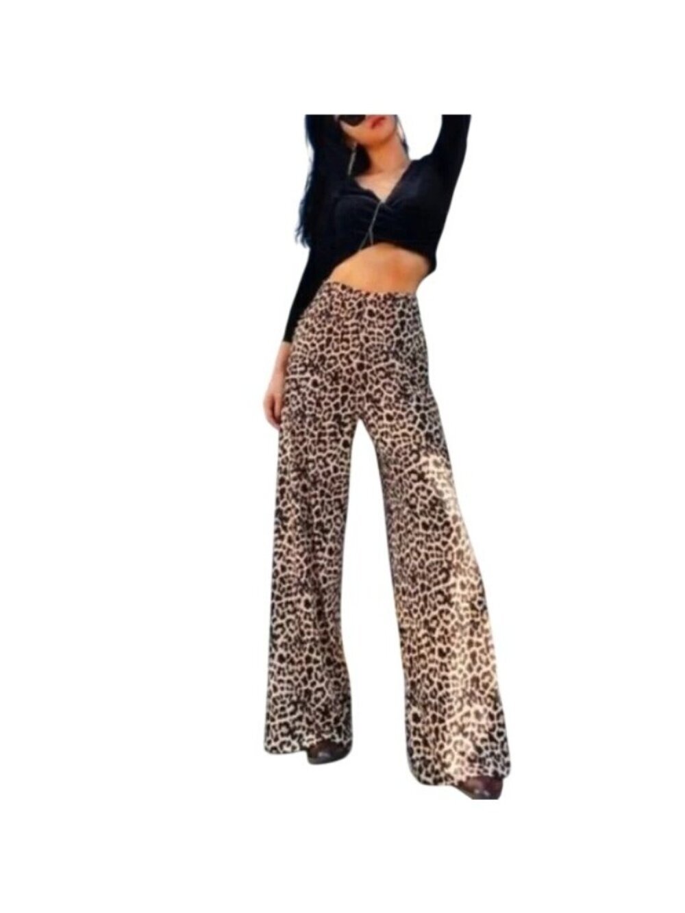 Zara Leopard Print Wide Leg Pants